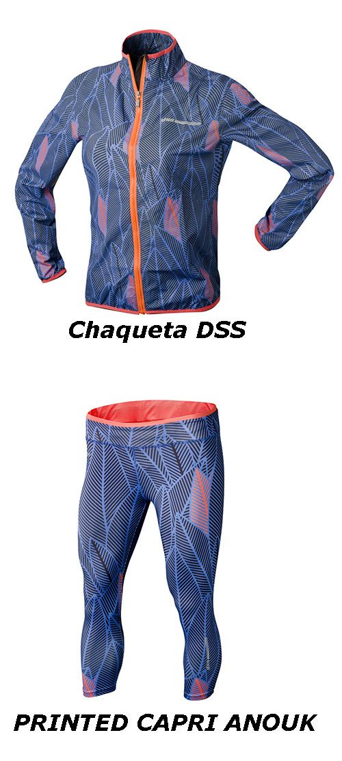 Chaqueta DSS y Malla PRINTED CAPRI ANOUK. Combinacion perfecta para Mujer runner