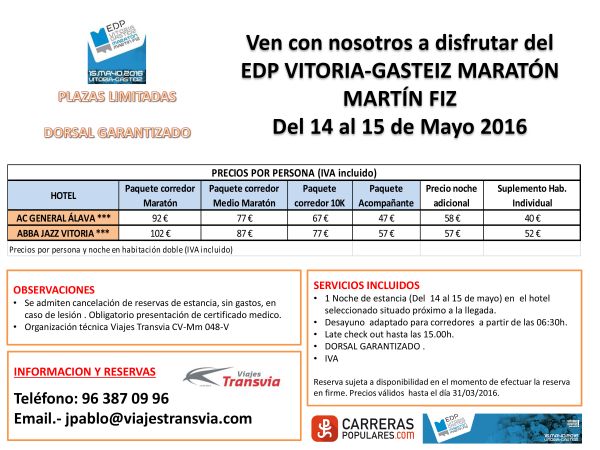 Oferta de dorsal más viaje Maratón Martín Fiz